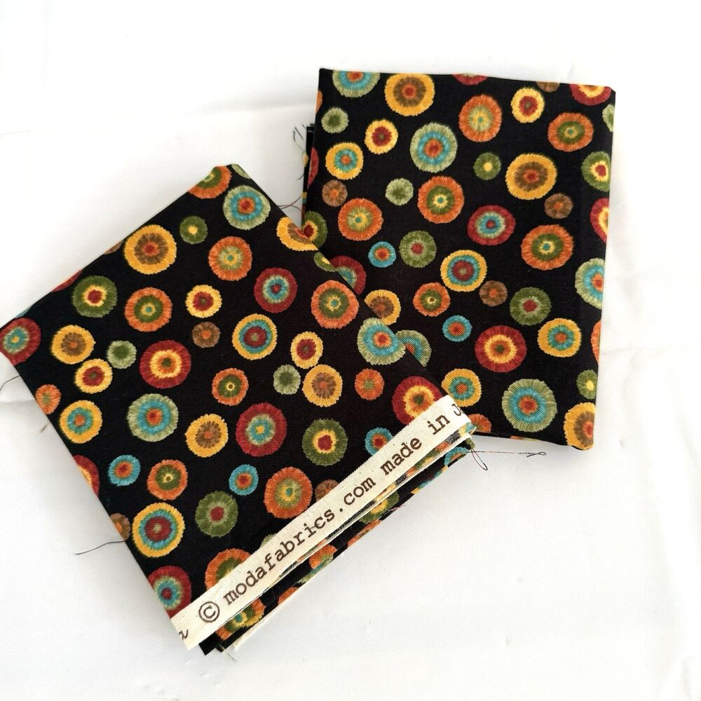 Moda Coming Home 19506 Deb Strain Floral on Black Cotton Fabric 2 FQs OOP 2011